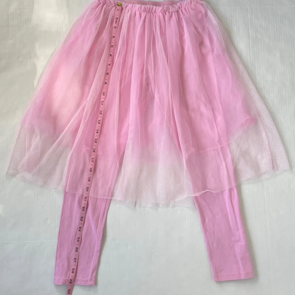 Disney Girls Pink Tulle Skirted Leggings 9/10